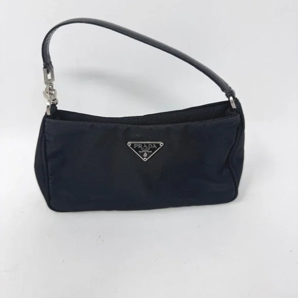 Prada Vintage Tessuto Nylon Mini Shoulder Bag Black Y2K 90s Hobo